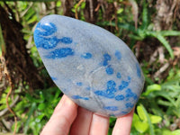 Polished Blue Spotted Spinel in Quartz Standing Free Forms x 2 From Madagascar