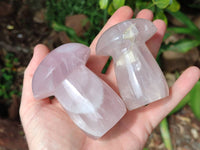 Polished Rose Quartz Mushrooms x 6 From Madagascar