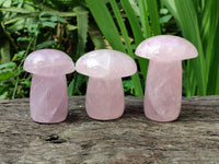 Polished Rose Quartz Mushrooms x 6 From Madagascar