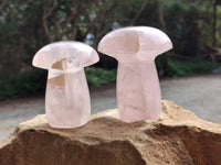 Polished Rose Quartz Mushrooms x 6 From Madagascar
