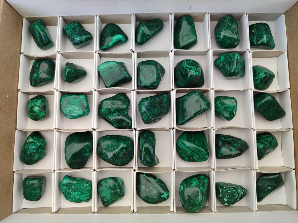 Polished Flower Banded Malachite Free Forms x 35 From Congo - Toprock Gemstones and Minerals 