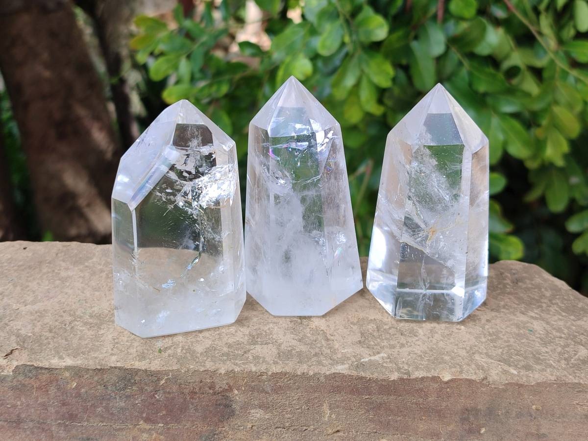 Polished Clear Quartz Crystals x 6 From Madagascar - Toprock Gemstones and Minerals 