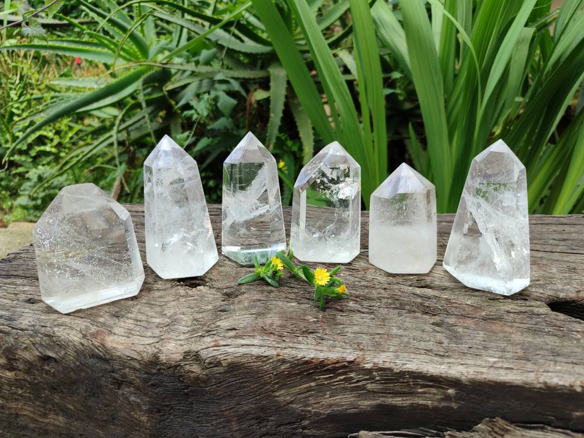 Polished Clear Quartz Crystals x 6 From Madagascar - Toprock Gemstones and Minerals 