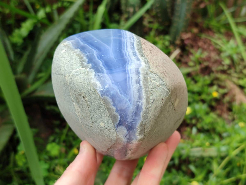 Polished Blue Lace Agate Standing Free Form x 1 From Nsanje, Malawi - Toprock Gemstones and Minerals 
