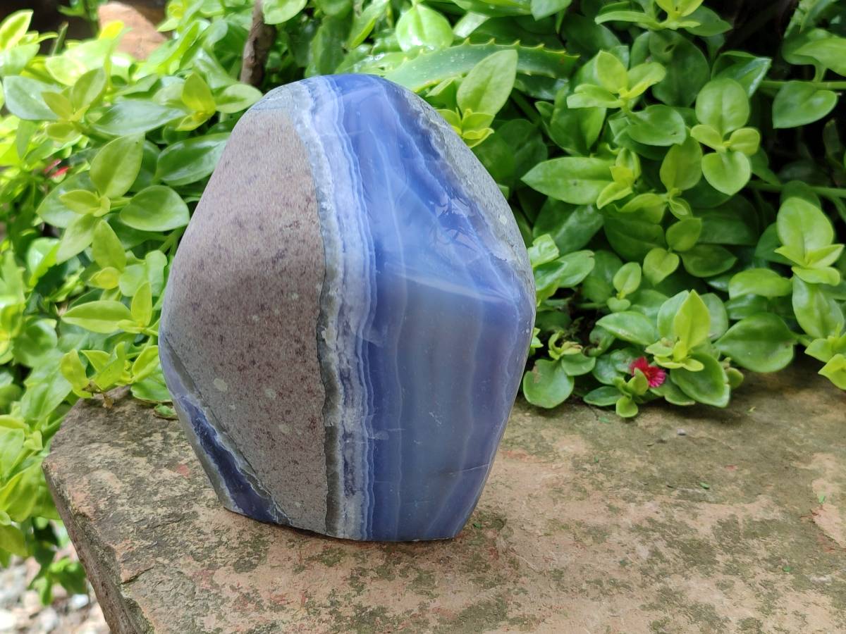 Polished Blue Lace Agate Standing Free Form x 1 From Nsanje, Malawi - Toprock Gemstones and Minerals 