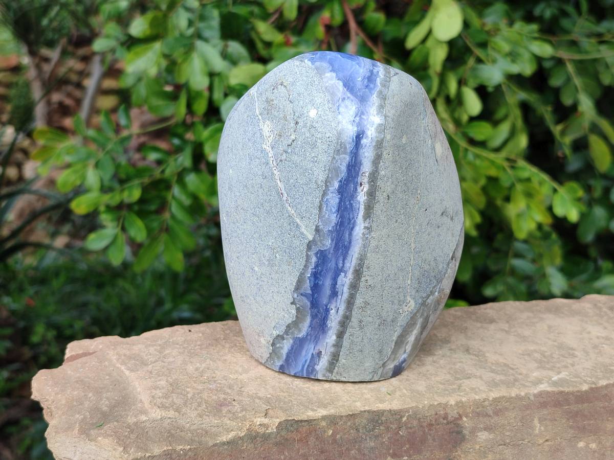 Polished Blue Lace Agate Standing Free Form x 1 From Nsanje, Malawi - Toprock Gemstones and Minerals 