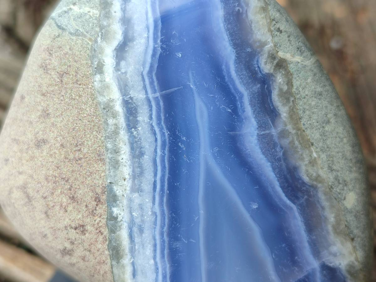 Polished Blue Lace Agate Standing Free Form x 1 From Nsanje, Malawi - Toprock Gemstones and Minerals 