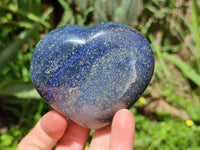 Polished Lazulite Hearts x 6 From Madagascar