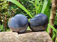 Polished Lazulite Hearts x 6 From Madagascar