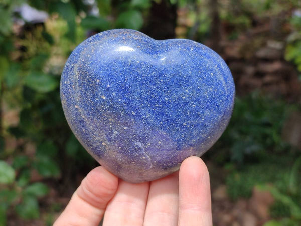 Polished Lazulite Hearts x 6 From Madagascar