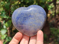 Polished Lazulite Hearts x 6 From Madagascar