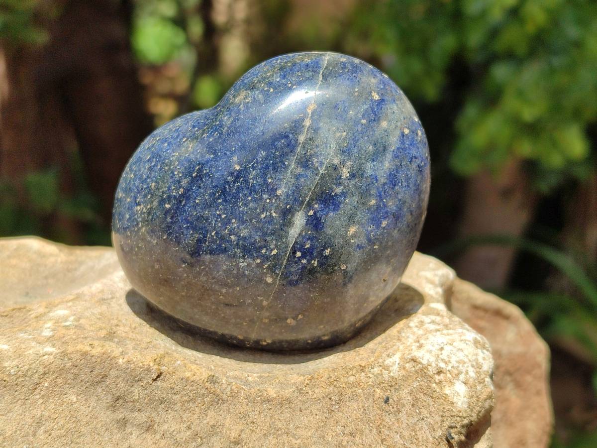 Polished Lazulite Hearts x 6 From Madagascar - Toprock Gemstones and Minerals 