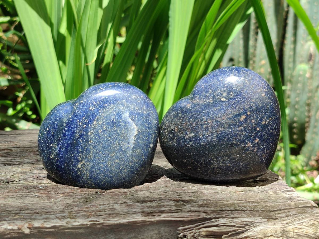 Polished Lazulite Hearts x 6 From Madagascar - Toprock Gemstones and Minerals 