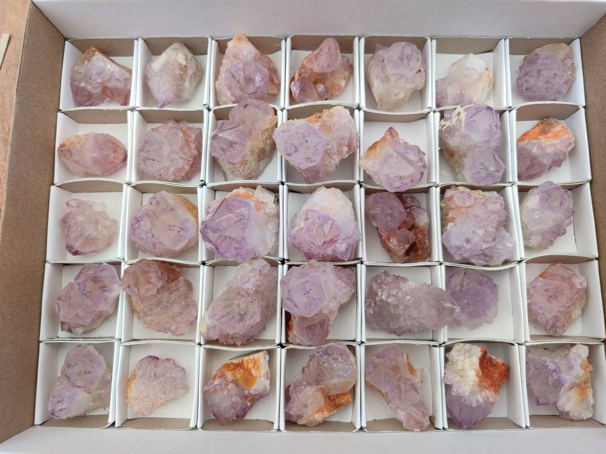 Natural Small Sunburst Cactus Flower Amethyst Spirit Clusters x 35 From South Africa - Toprock Gemstones and Minerals 