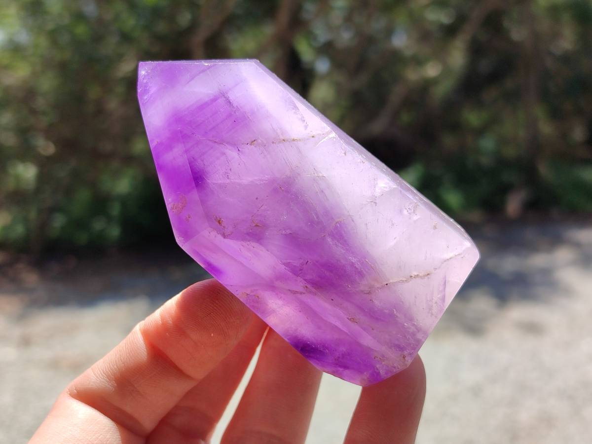 Polished Window Amethyst Crystals x 6 From Akansobe, Madagascar - Toprock Gemstones and Minerals 