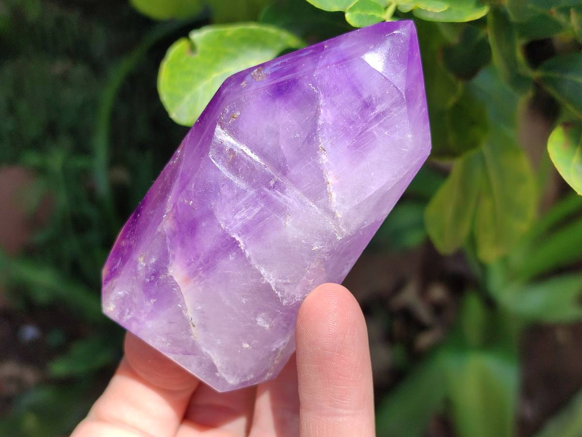 Polished Window Amethyst Crystals x 6 From Akansobe, Madagascar - Toprock Gemstones and Minerals 