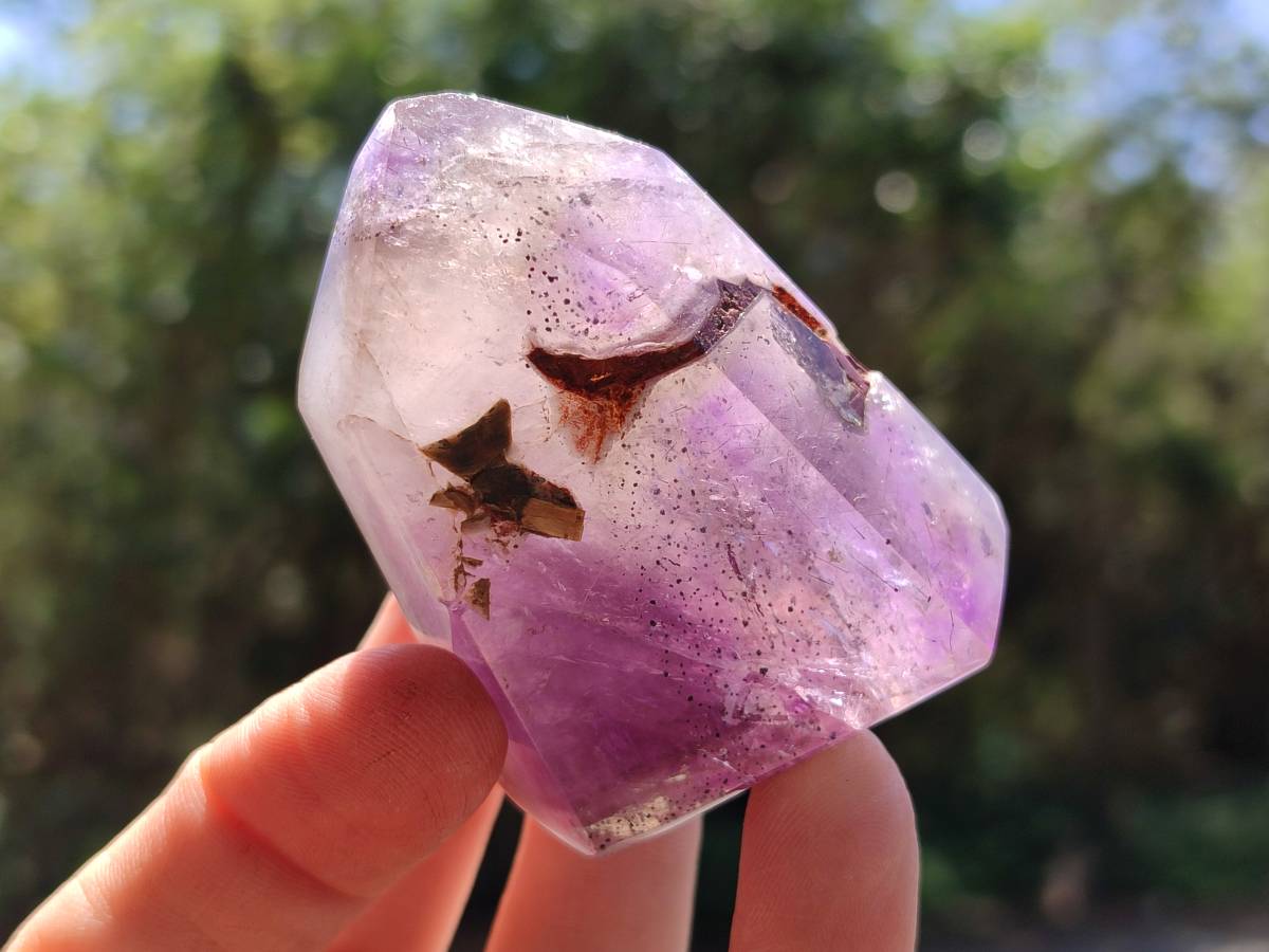 Polished Window Amethyst Crystals x 6 From Akansobe, Madagascar - Toprock Gemstones and Minerals 