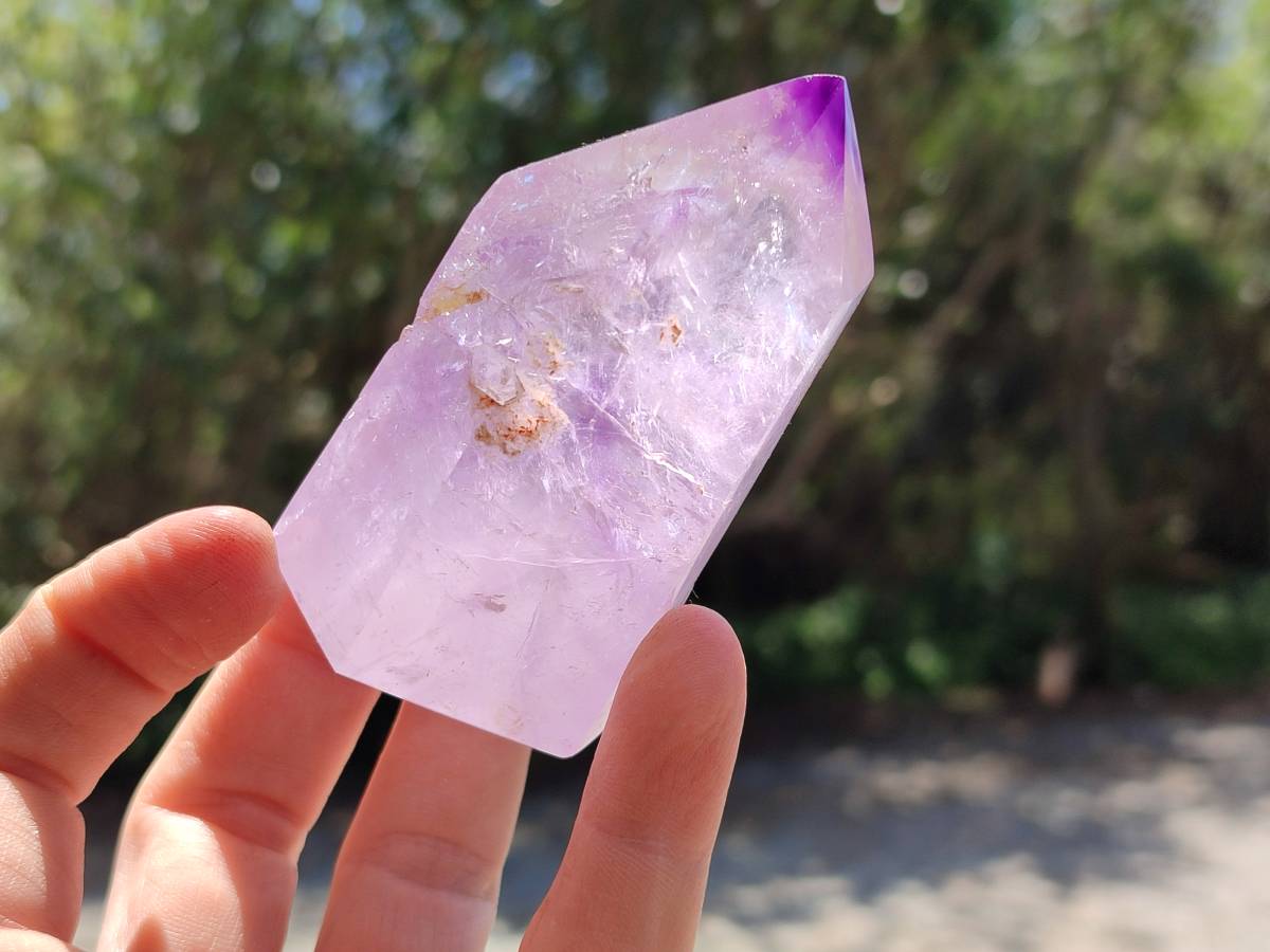 Polished Window Amethyst Crystals x 6 From Akansobe, Madagascar - Toprock Gemstones and Minerals 