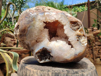 Polished XXL Banded Agate Crystal Centred Geode x 1 From Madagascar
