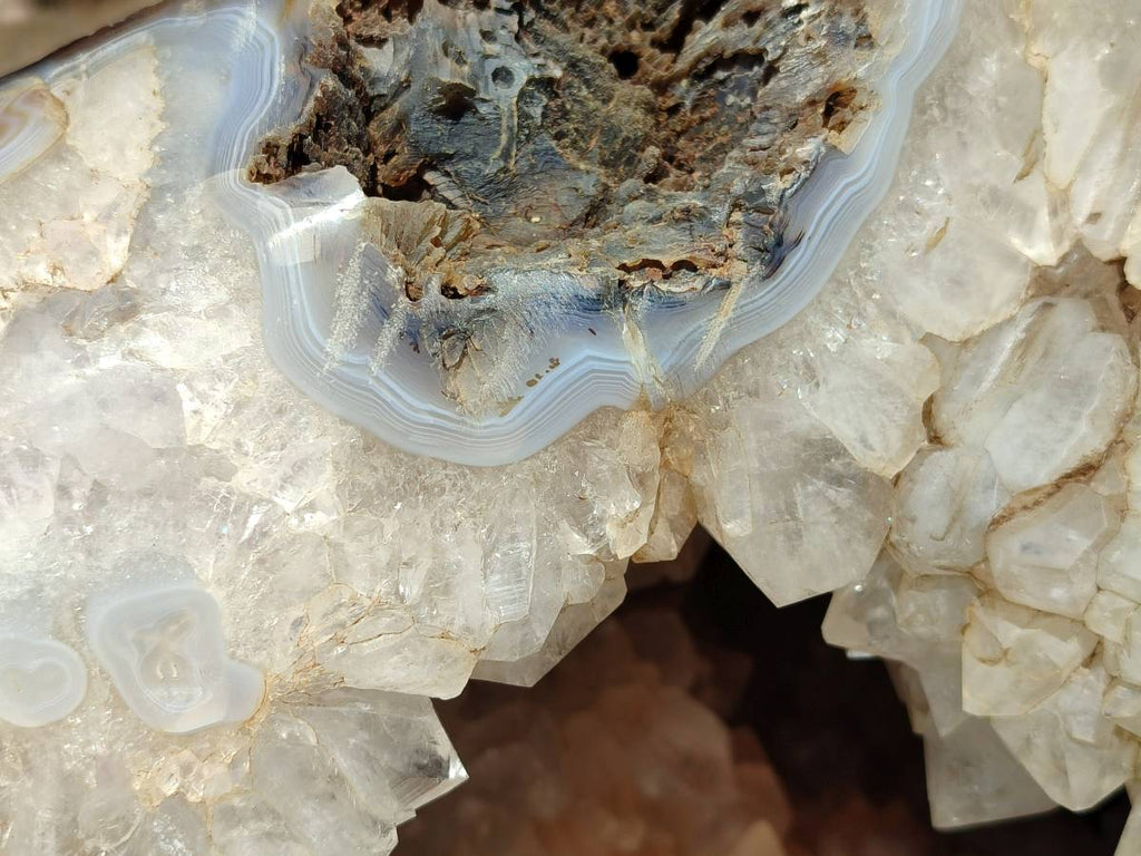 Polished XXL Banded Agate Crystal Centred Geode x 1 From Madagascar - Toprock Gemstones and Minerals 