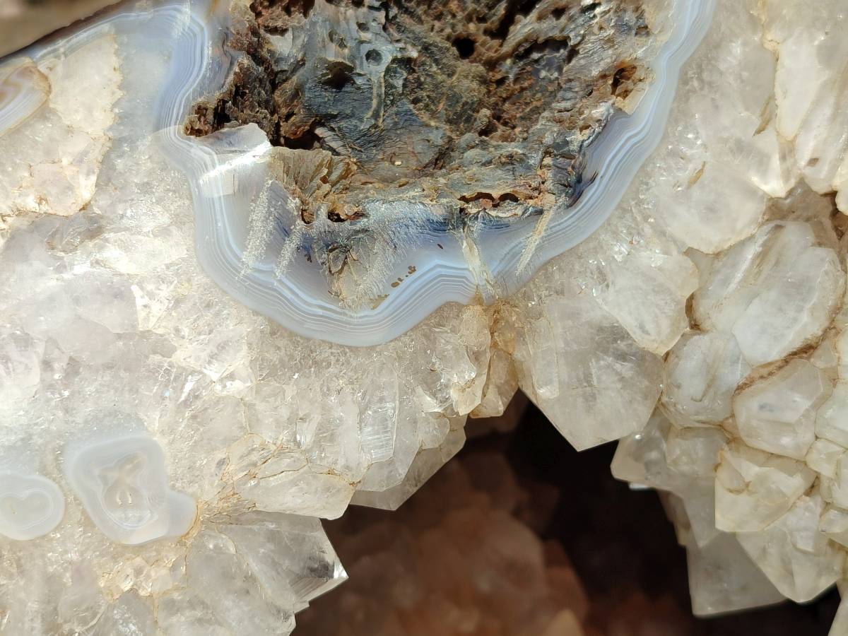 Polished XXL Banded Agate Crystal Centred Geode x 1 From Madagascar - Toprock Gemstones and Minerals 