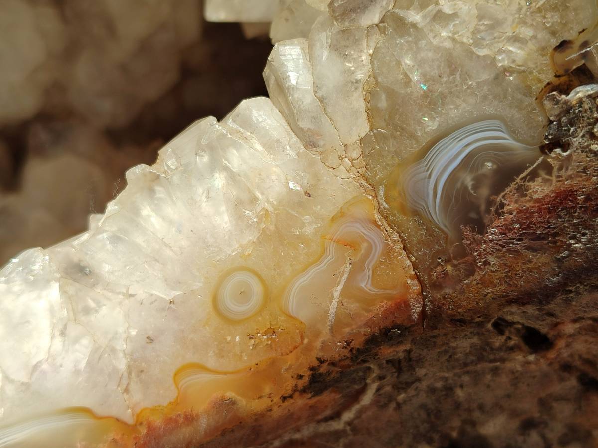 Polished XXL Banded Agate Crystal Centred Geode x 1 From Madagascar - Toprock Gemstones and Minerals 