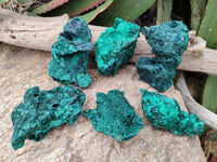 Natural Silky Malachite Specimens x 6 From Kasompe, Congo