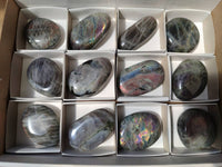 Polished Purple Flash Labradorite Galets x 12 From Tulear, Madagascar