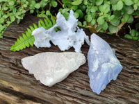 Natural Etched Blue Chalcedony Specimens x 3 From Nsanje, Malawi