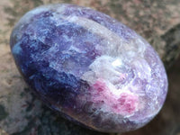 Polished Lepidolite With Pink Rubellite Galets x 15 From Ambatondrazaka, Madagascar