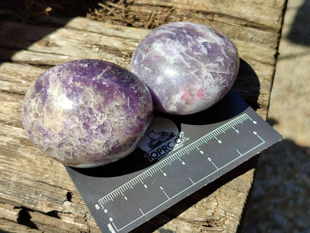Polished Lepidolite With Pink Rubellite Galets x 15 From Ambatondrazaka, Madagascar - Toprock Gemstones and Minerals 