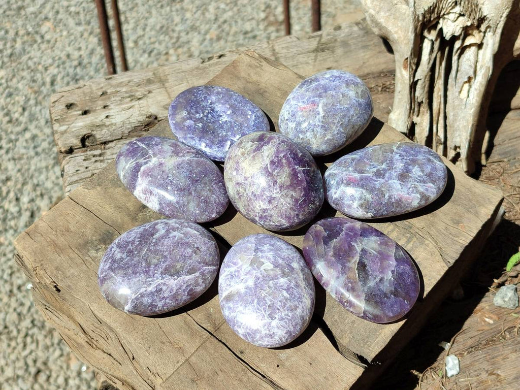 Polished Lepidolite With Pink Rubellite Galets x 15 From Ambatondrazaka, Madagascar - Toprock Gemstones and Minerals 