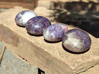 Polished Lepidolite With Pink Rubellite Galets x 15 From Ambatondrazaka, Madagascar