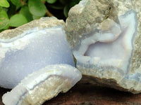Natural Blue Lace Agate Geode Specimens x 12 From Nsanje, Malawi