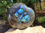 Polished Labradorite Hearts x 2 From Tulear, Madagascar - Toprock Gemstones and Minerals 