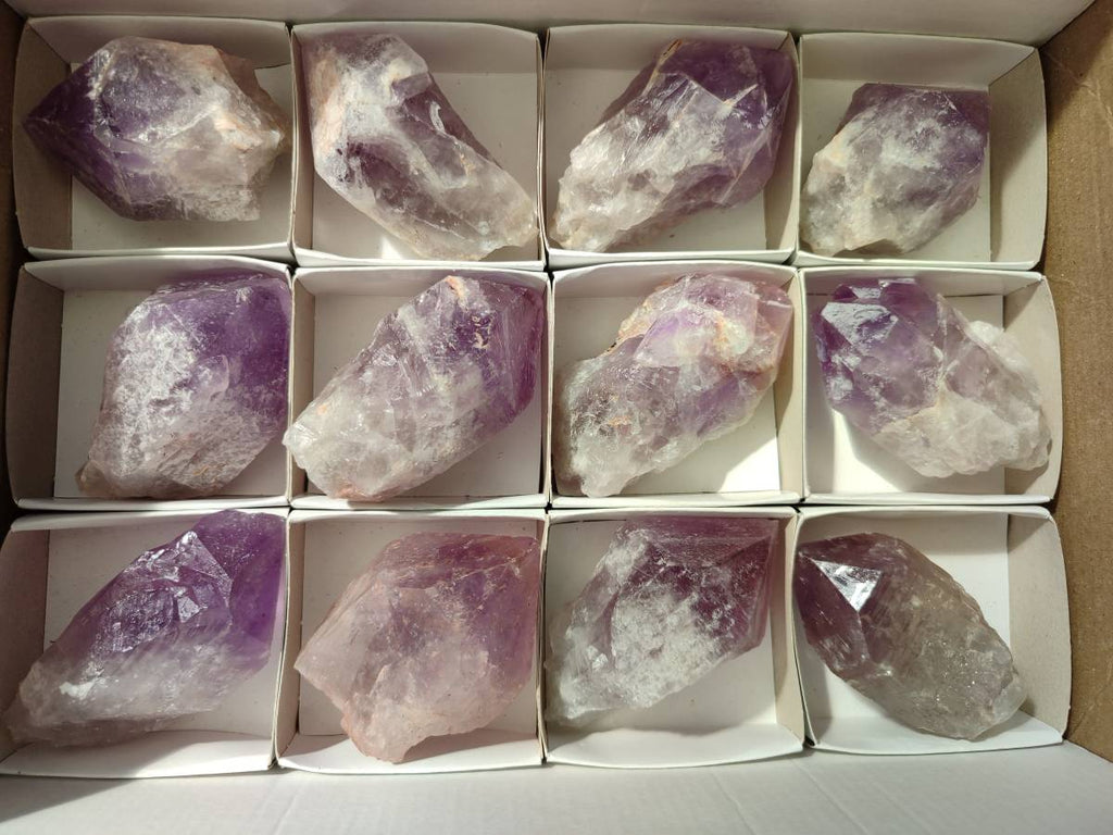 Natural Jacaranda Amethyst Quartz Crystals x 12 From Mumbwa, Zambia - Toprock Gemstones and Minerals 