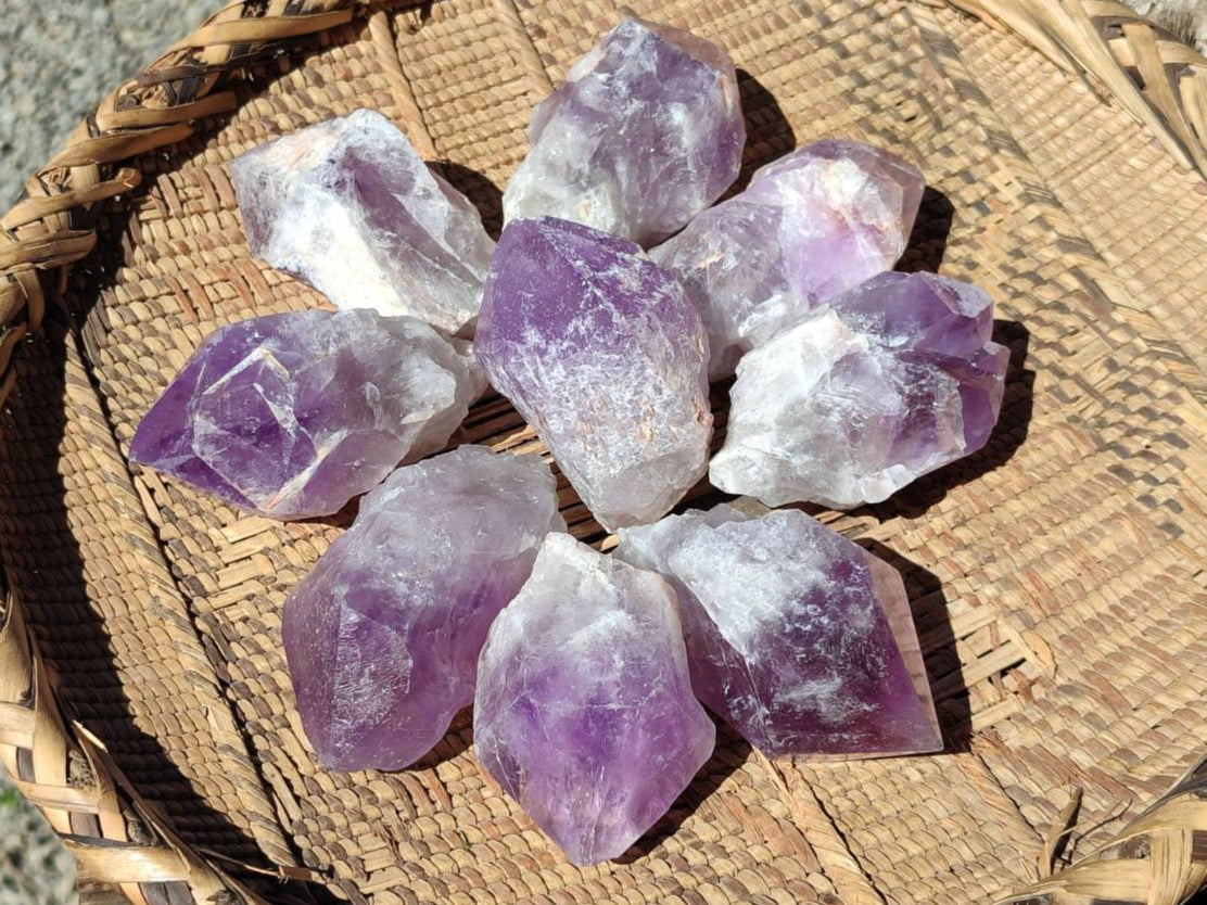 Natural Jacaranda Amethyst Quartz Crystals x 12 From Mumbwa, Zambia - Toprock Gemstones and Minerals 