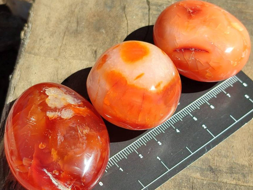 Polished Carnelian Agate Gemstone Galets x 35 From Madagascar - Toprock Gemstones and Minerals 