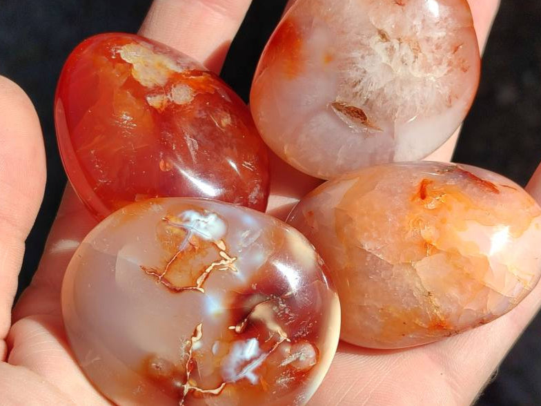 Polished Carnelian Agate Gemstone Galets x 35 From Madagascar - Toprock Gemstones and Minerals 