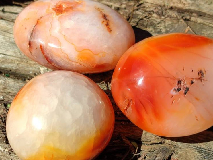 Polished Carnelian Agate Gemstone Galets x 35 From Madagascar - Toprock Gemstones and Minerals 
