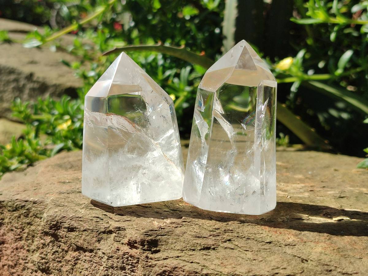 Polished Clear Quartz Crystals x 6 From Madagascar - Toprock Gemstones and Minerals 