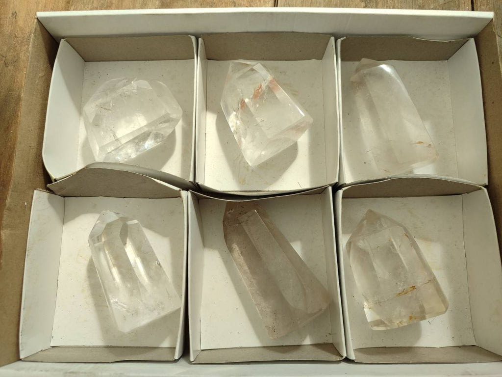 Polished Clear Quartz Crystals x 6 From Madagascar - Toprock Gemstones and Minerals 