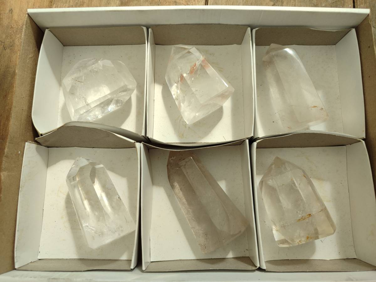 Polished Clear Quartz Crystals x 6 From Madagascar - Toprock Gemstones and Minerals 