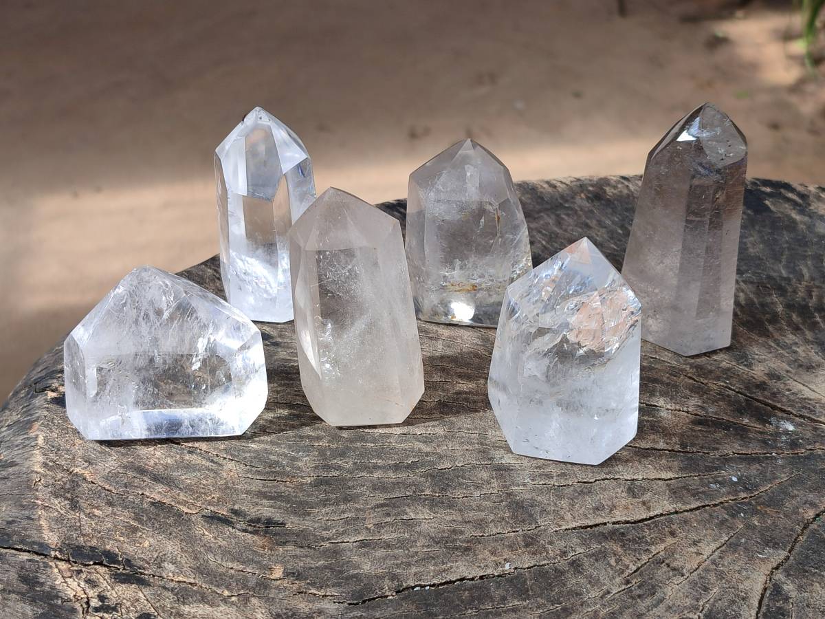Polished Clear Quartz Crystals x 6 From Madagascar - Toprock Gemstones and Minerals 