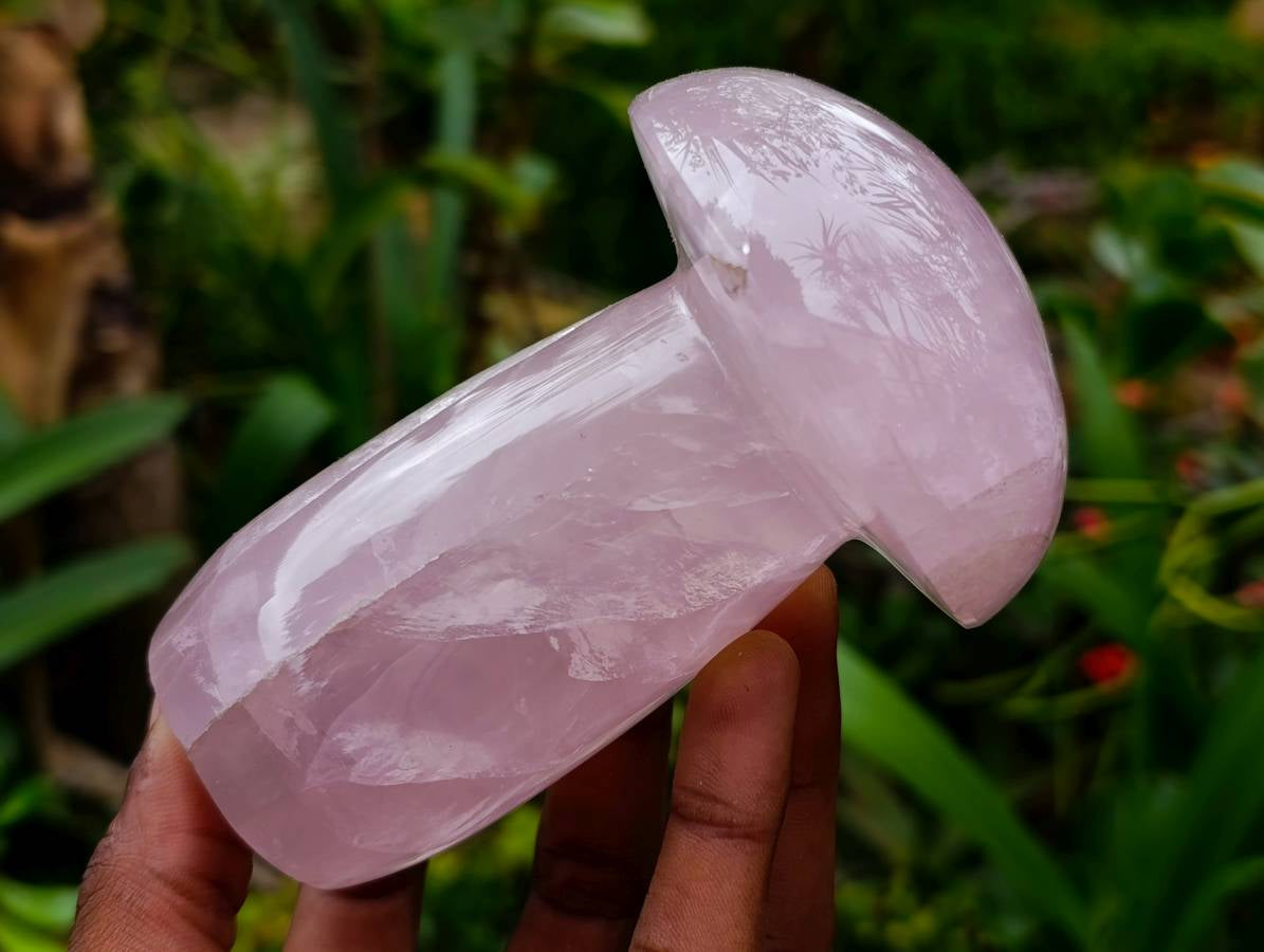 Polished Large Rose Quartz Mushrooms x 3 From Madagascar - Toprock Gemstones and Minerals 