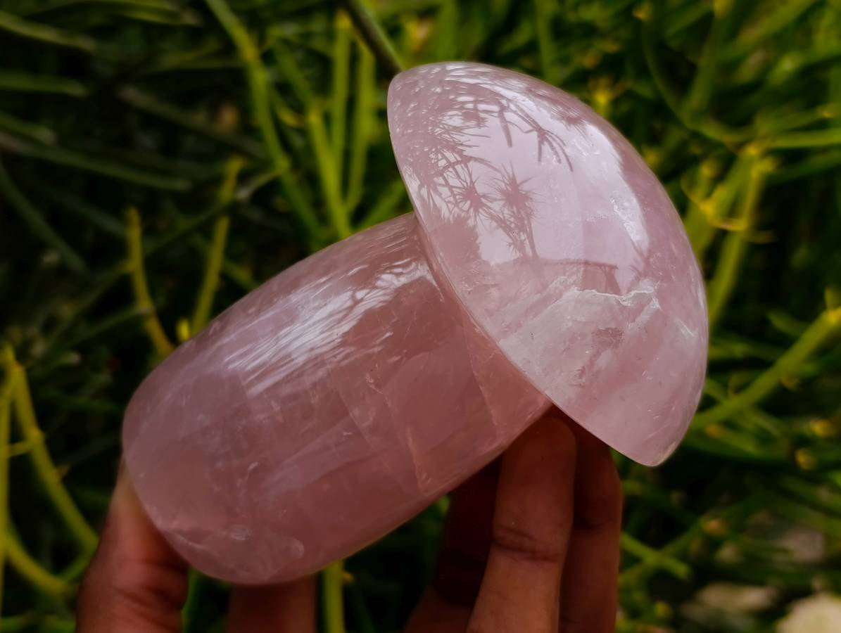 Polished Large Rose Quartz Mushrooms x 3 From Madagascar - Toprock Gemstones and Minerals 