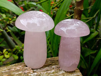 Polished Large Rose Quartz Mushrooms x 3 From Madagascar