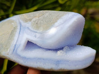 Polished Blue Lace Agate Standing Free Forms x 3 From Nsanje, Malawi