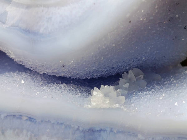Polished Blue Lace Agate Standing Free Forms x 3 From Nsanje, Malawi