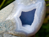 Polished Blue Lace Agate Standing Free Forms x 3 From Nsanje, Malawi